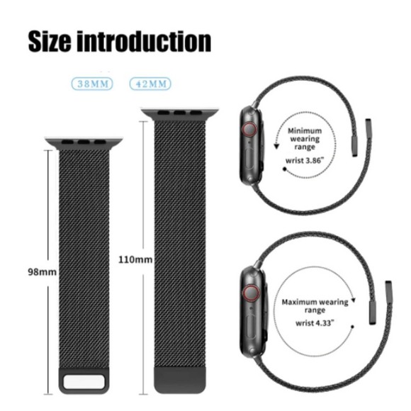 NEW BAND RED Milanese Stainless For Apple Watch - Picture 3 of 3